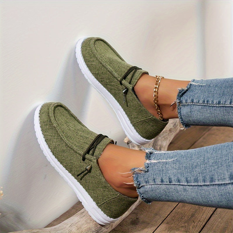 Flat Canvas Shoes, Casual Lace Up Slip On Walking Loafers