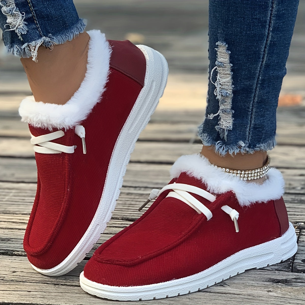 Simple Canvas Shoes, Casual Plush Lined Low Top Sneakers